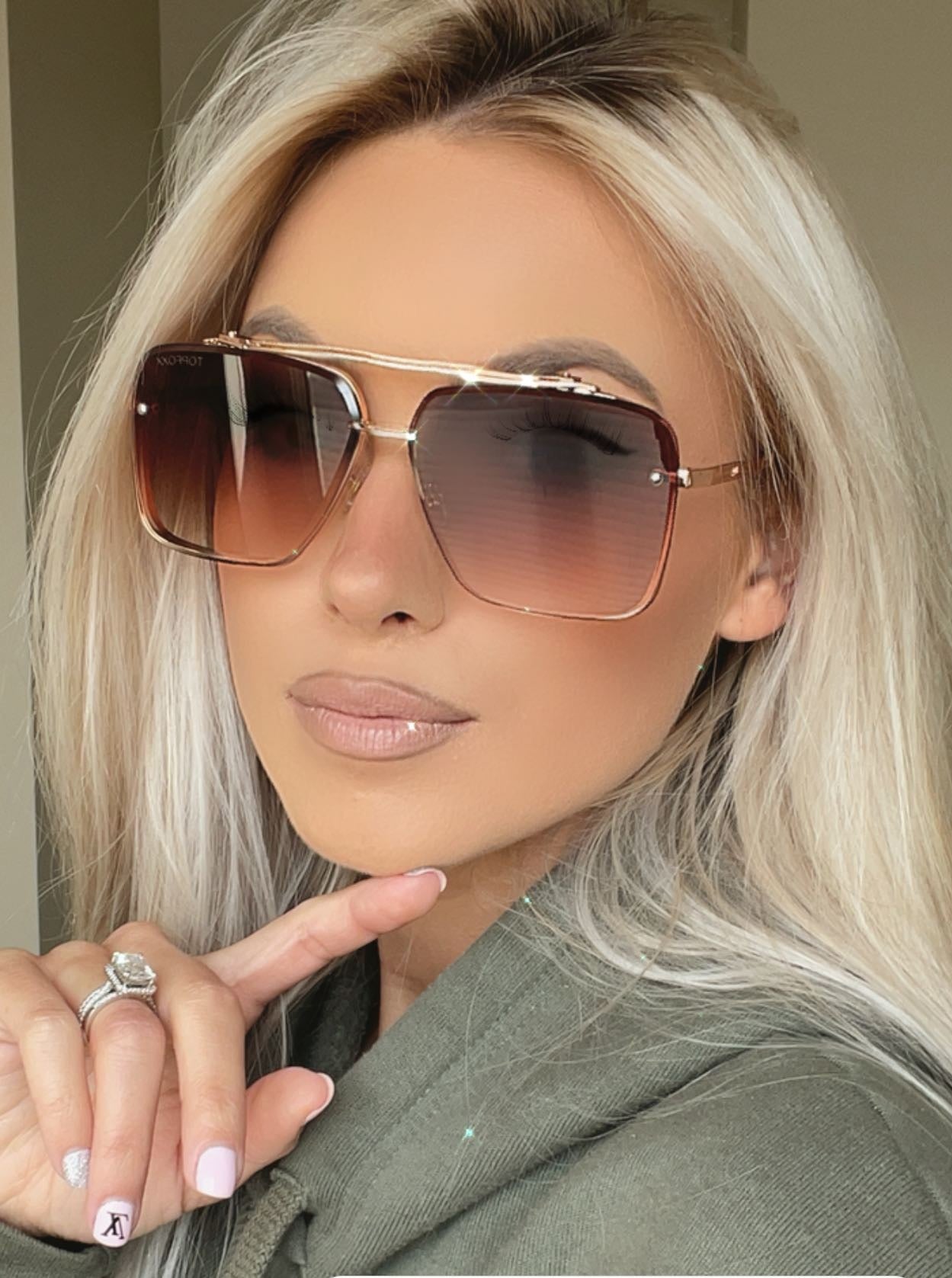 TopFoxx Bella Coffee - Tangle Free Women's Aviator Sunglasses Sunglasses - Tophatter Daily Deals