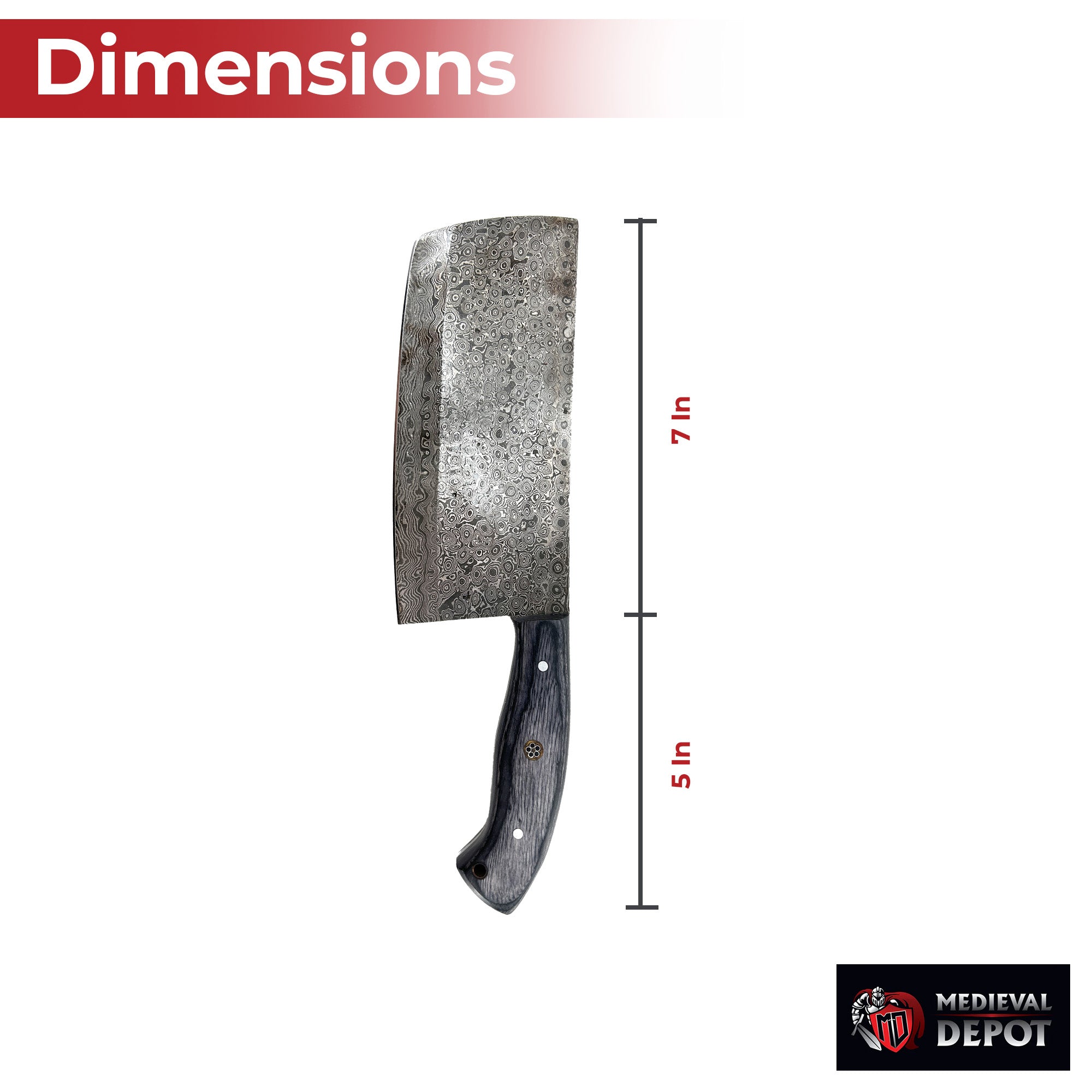 Hannibal Raindrop Damascus Steel Cleaver Kitchen Knife - Tophatter Daily Deals
