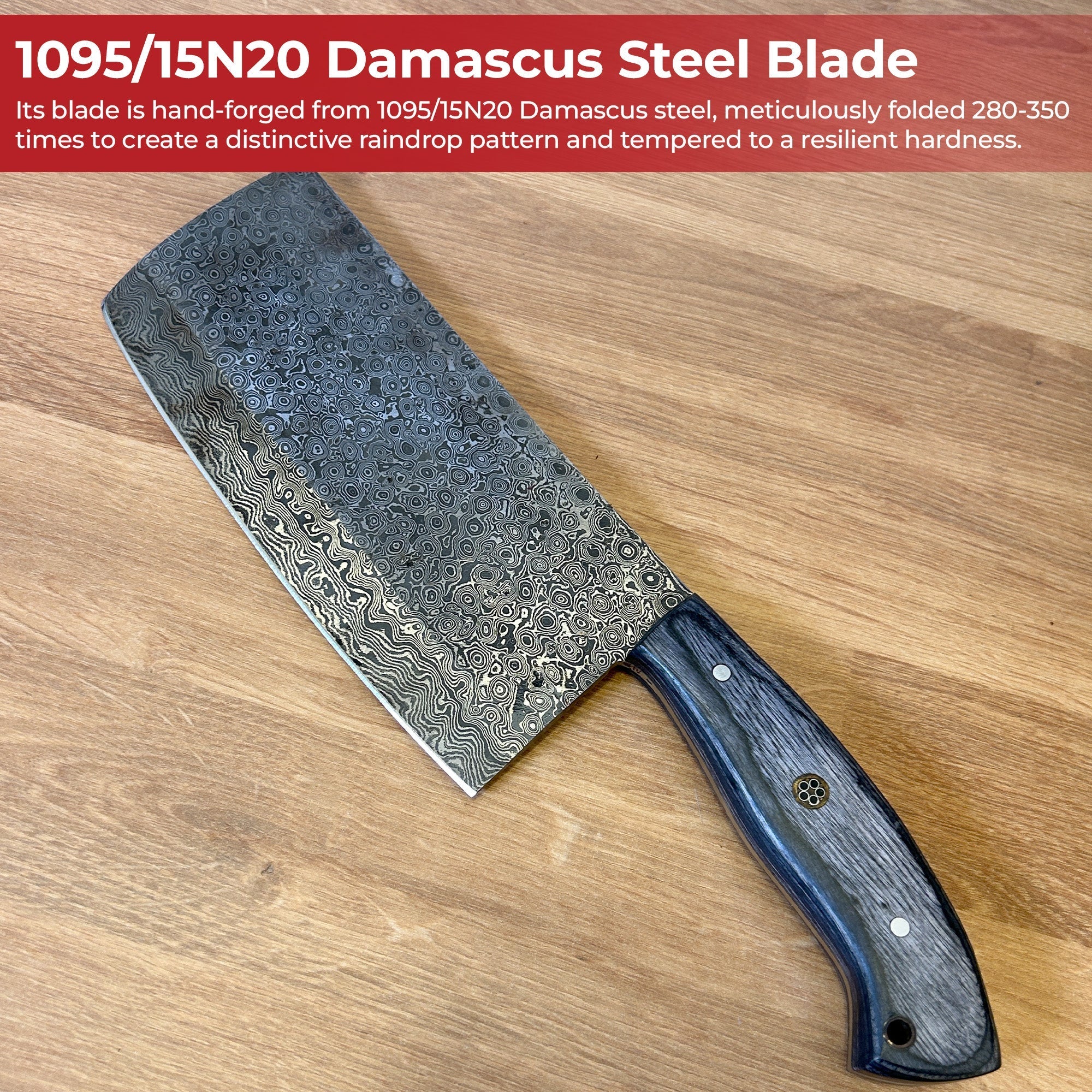 Hannibal Raindrop Damascus Steel Cleaver Kitchen Knife - Tophatter Daily Deals