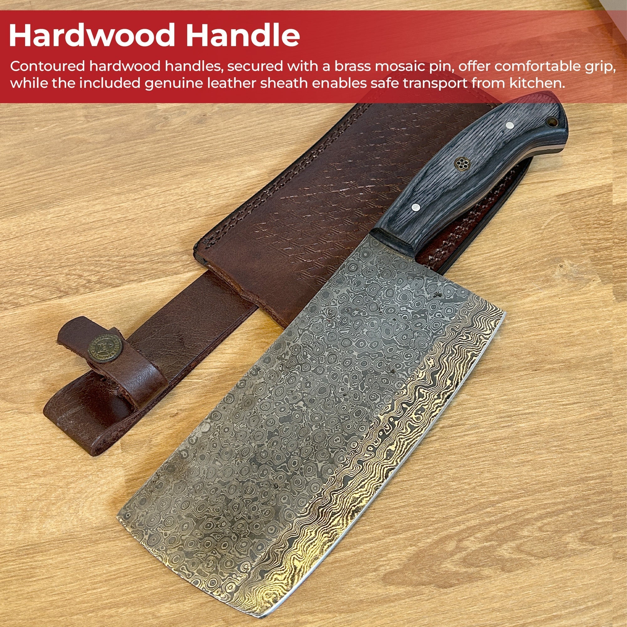 Hannibal Raindrop Damascus Steel Cleaver Kitchen Knife - Tophatter Daily Deals