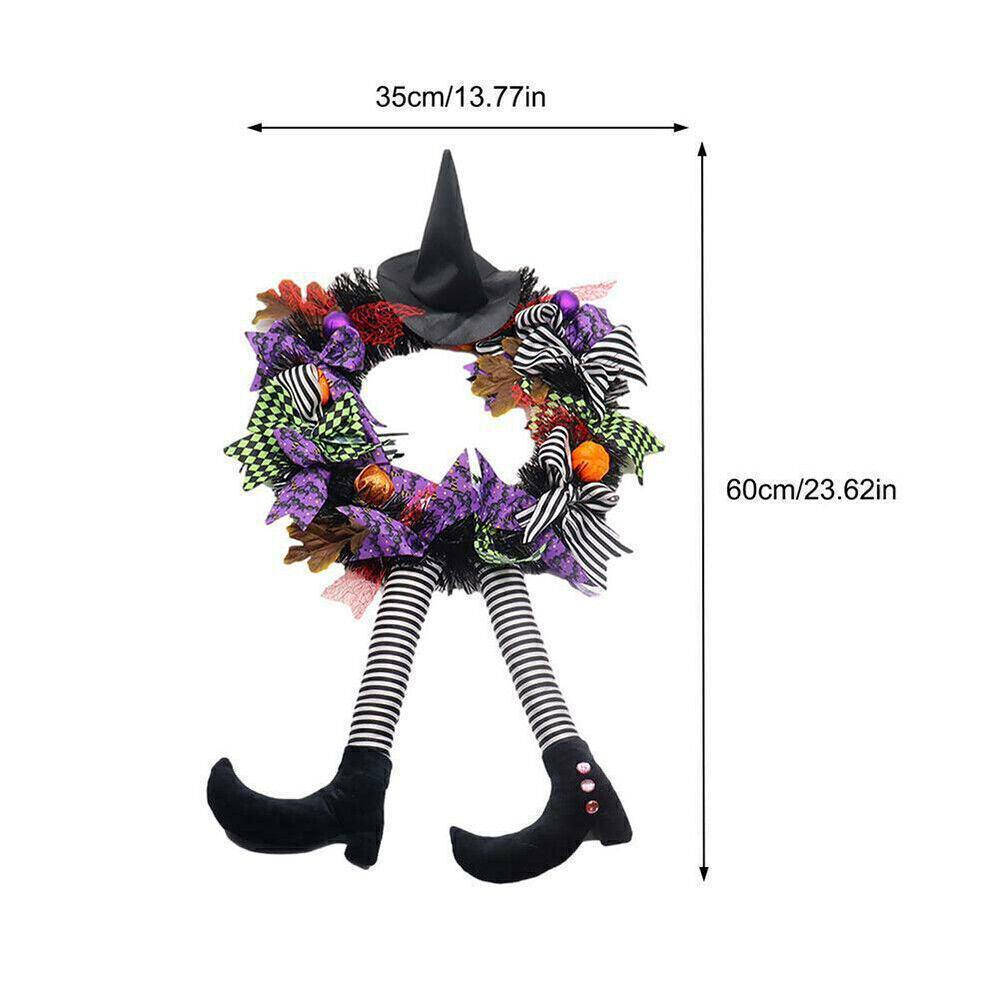 Halloween Door Wreath - Party Decor Door Wreath Props Pumpkin Witch Garland Outdoor Yard Decor Festive & Franchise - Tophatter Daily Deals