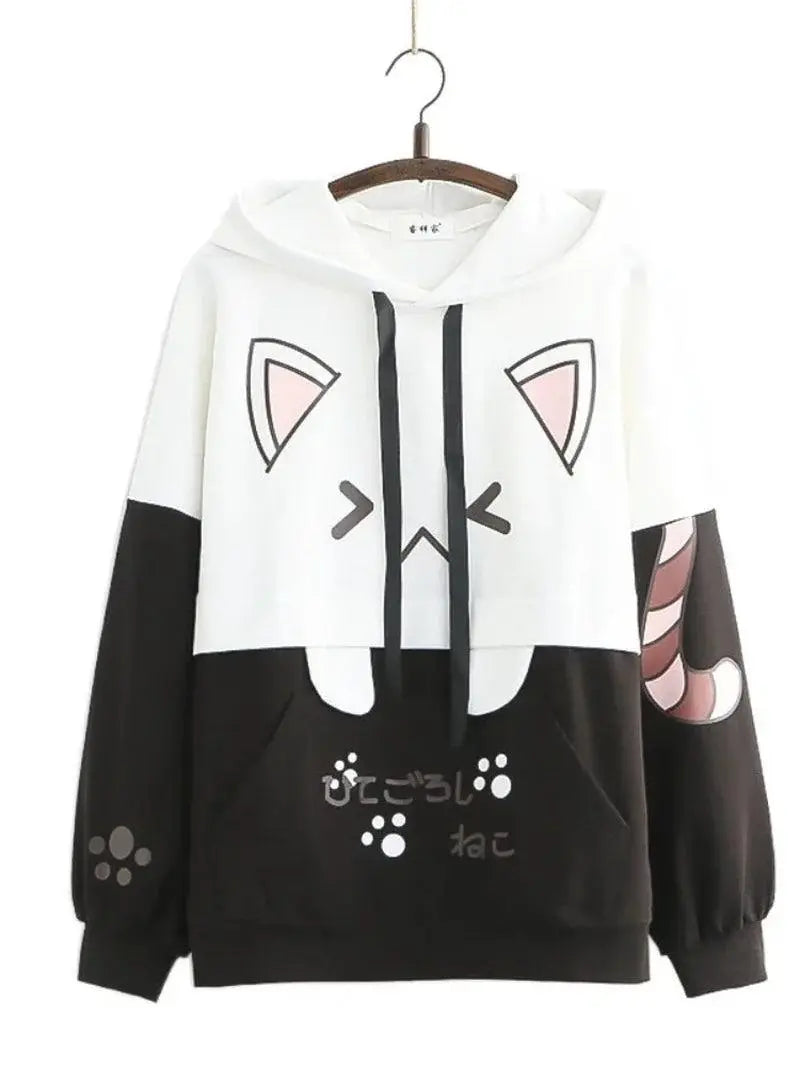 Harajuku Kawaii Hoodies Anime Cotton Fleece Sweatshirt Hooded Cotton Black One Size - Tophatter Daily Deals
