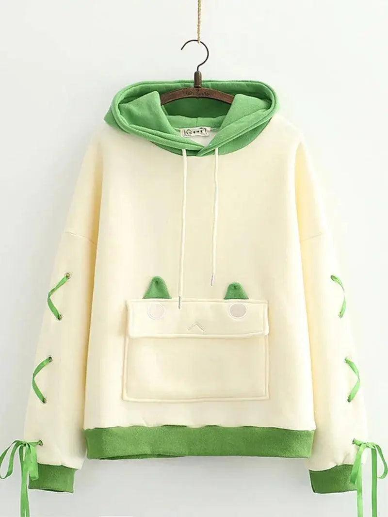 Harajuku Kawaii Hoodies Anime Cotton Fleece Sweatshirt Hooded Fleecebeige 3 One Size - Tophatter Daily Deals
