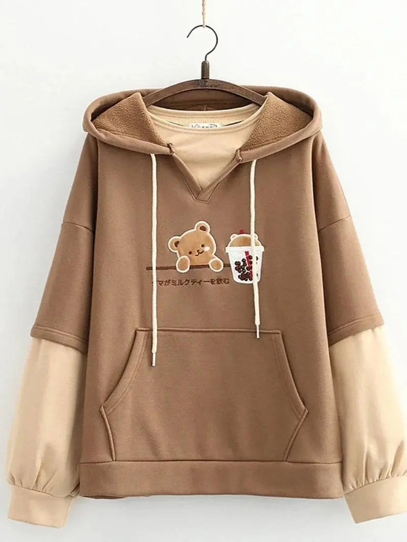 Harajuku Kawaii Hoodies Anime Cotton Fleece Sweatshirt Hooded Fleecebearbrown One Size - Tophatter Daily Deals