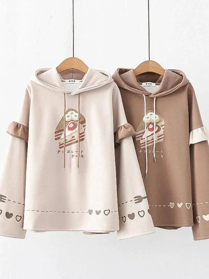 Harajuku Kawaii Hoodies Anime Cotton Fleece Sweatshirt Hooded Fleece Cake1A One Size - Tophatter Daily Deals