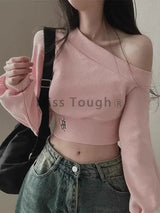 Harajuku Women Irregular Off Shoulder Hoodies Long Sleeve Sexy Crop Tops Y2k Streetwear Pullovers Sweatshirt 2025 Autumn Winter - Tophatter Daily Deals