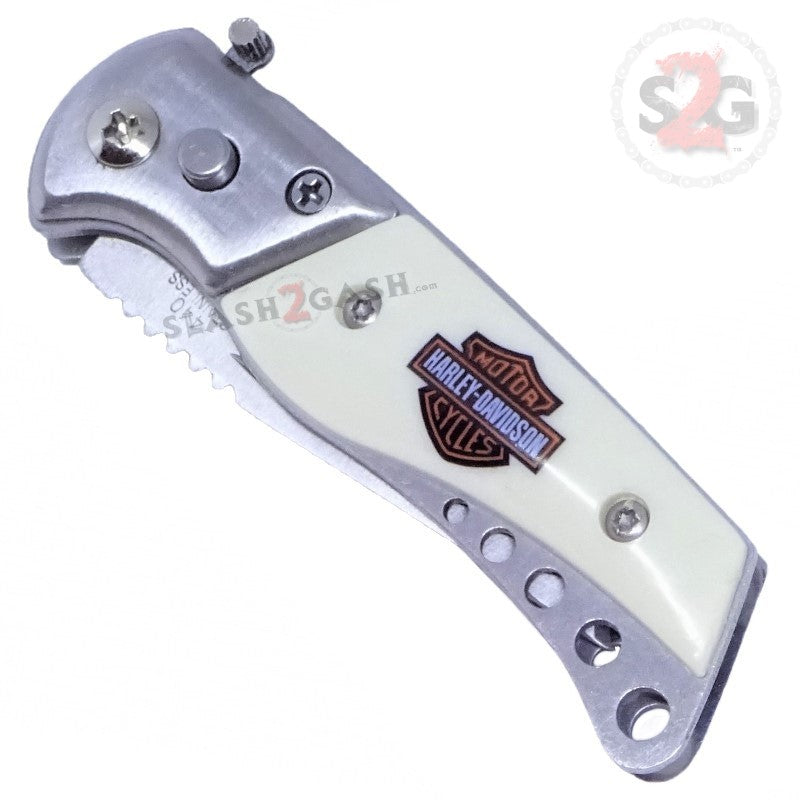 Harley Davidson Automatic Knife Small w/ Safety Lock - Ivory Knife-Auto - Tophatter Daily Deals