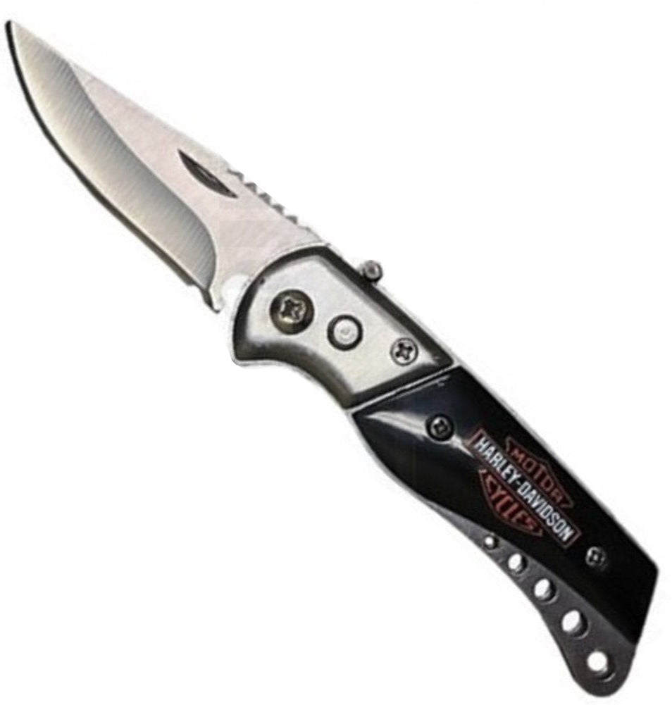 Small Switchblade Automatic Knife w/ Safety Lock - Asst. colors Harley Davidson - Black Knife-Auto - Tophatter Daily Deals