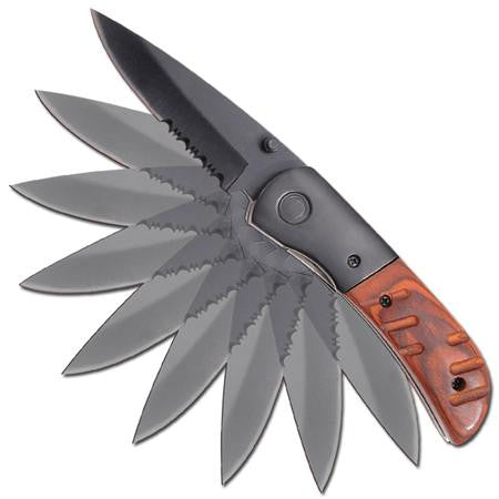 Redwood Hidden Release Dual Action Automatic Knife Serrated Small Knife-Auto - Tophatter Daily Deals