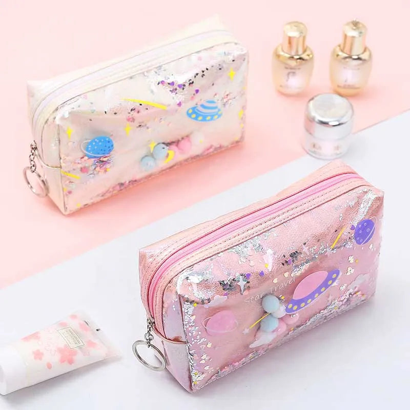 Pencil Case Laser Big Makeup Bag Cosmetic Case Outer Space - Tophatter Daily Deals