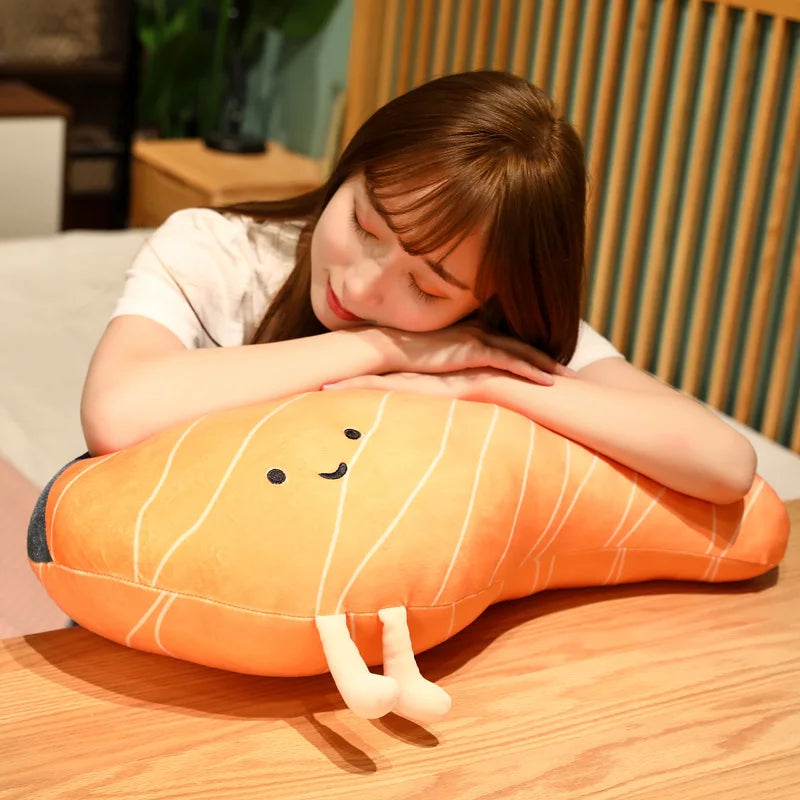 Salmon Plush Pillow Realistic Food Cushion Cozy Gift - Tophatter Daily Deals