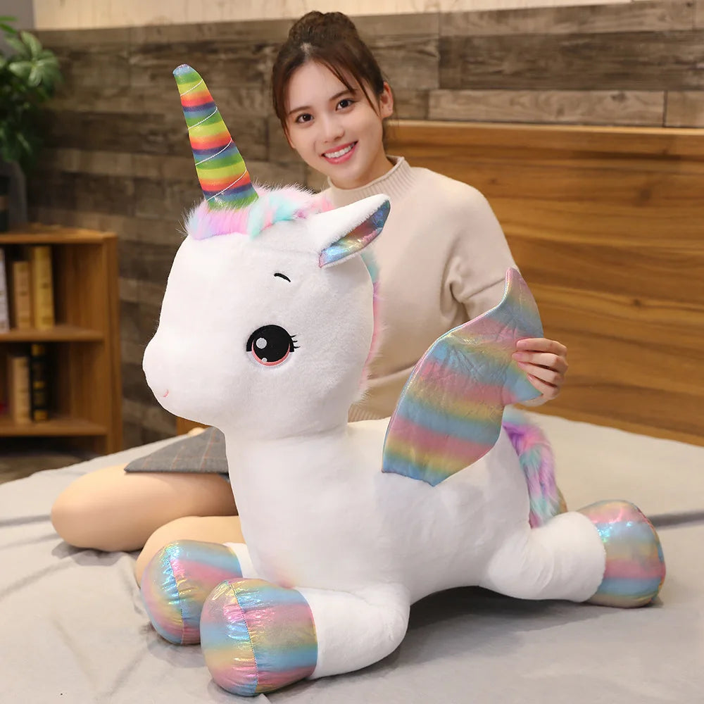 Unicorn Dream Rainbow Plush Toy High Quality Pink Horse Sweet Girl Home Decor Sleeping Pillow Gift For Kids up to 100cm White Mythical - Tophatter Daily Deals