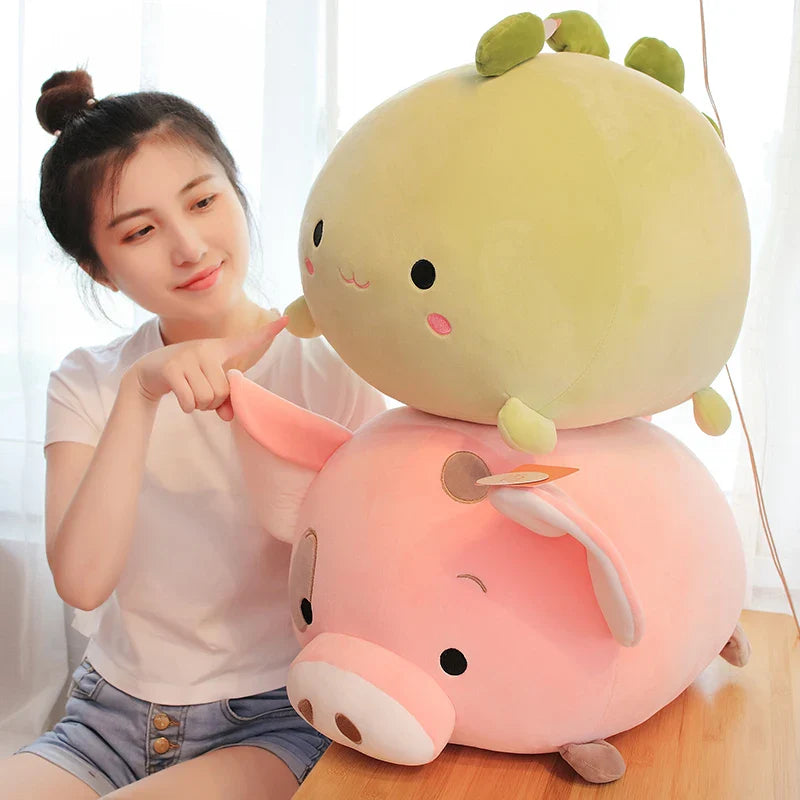 Chubby Pig Pink Piggy Plush with Eye Patch 35-45cm Animals - Tophatter Daily Deals