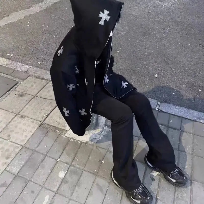Oversized Men’s Zip Hoodie - Rhinestone Skeleton, Cotton - Tophatter Daily Deals