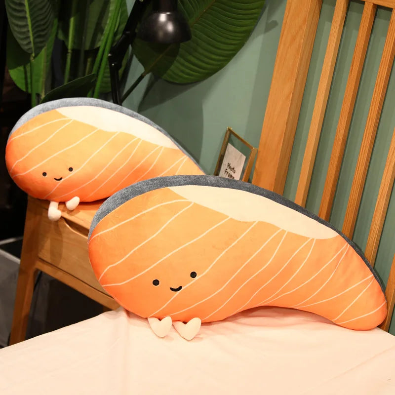 Salmon Plush Pillow Realistic Food Cushion Cozy Gift - Tophatter Daily Deals