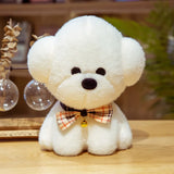 Teddy Dog Bichon Frise Puppy Plush White Stuffed Soft Animal Toy Brown Bow Animals - Tophatter Daily Deals