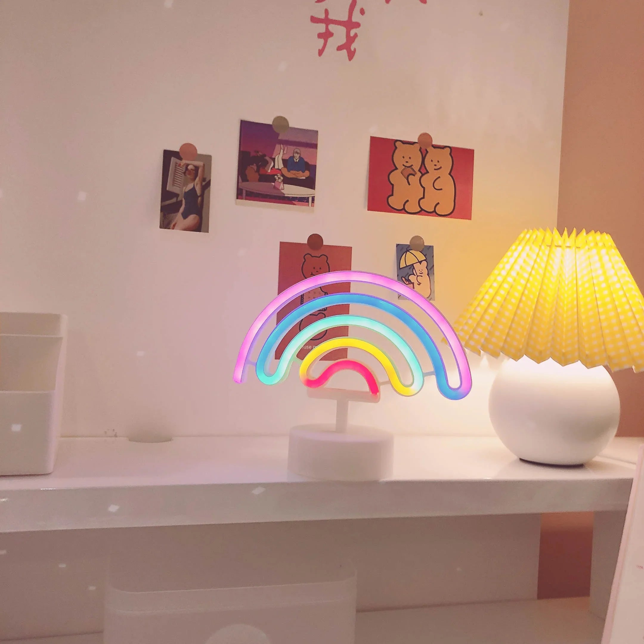Cute Rainbow LED Unicorn Neon Sign Night Light Home Kids Bedroom Indoor Lighting Decor Lamp Lovely LED Night Light 2021 New Rainbows - Tophatter Daily Deals