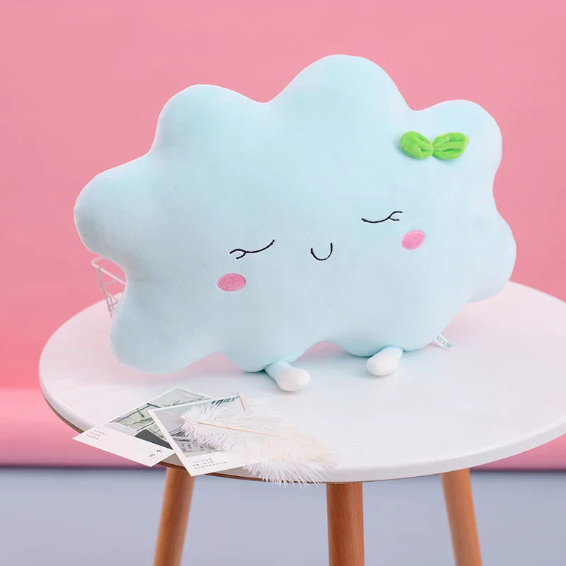 Happy Yellow Sunshine Sun Plush Smiley Cloud Rain Raindrops Weather Blue Cloud - 35cm Rainbows - Tophatter Daily Deals