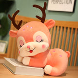 Sika Deer Plush Sleeping Elk Deer Laying Pillow Cushion Pink Deer Animals - Tophatter Daily Deals