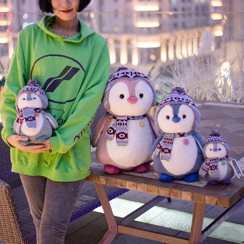 Cosy Penguin With Scarf and Hat Plush Winter Christmas Plush Animals - Tophatter Daily Deals
