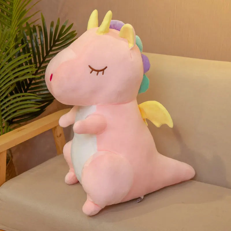 Pastel Dragon With Yellow Angel Wings - Pink or Green Sleeping Plush Toy Pink Mythical - Tophatter Daily Deals