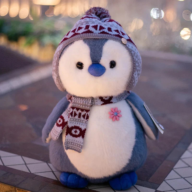 Cosy Penguin With Scarf and Hat Plush Winter Christmas Plush Animals - Tophatter Daily Deals