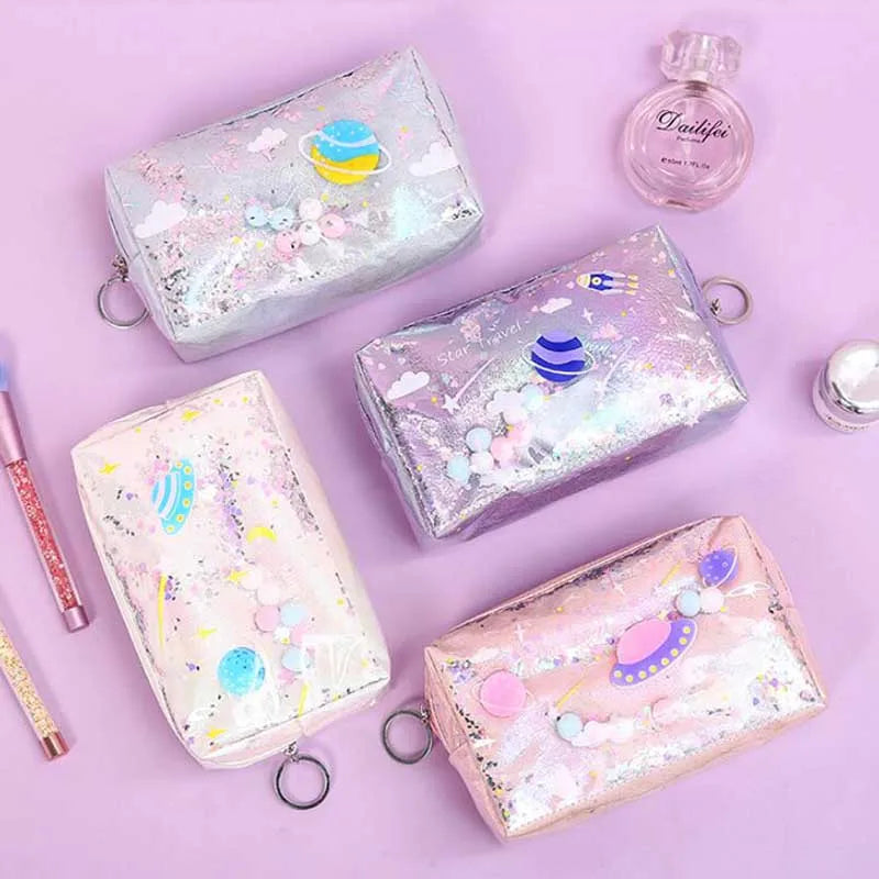 Pencil Case Laser Big Makeup Bag Cosmetic Case Outer Space - Tophatter Daily Deals