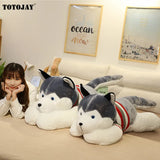 Huskie Dog Plush Doggy Puppy Husky Sleeping Grey White Stuffed Soft Toy Animals - Tophatter Daily Deals