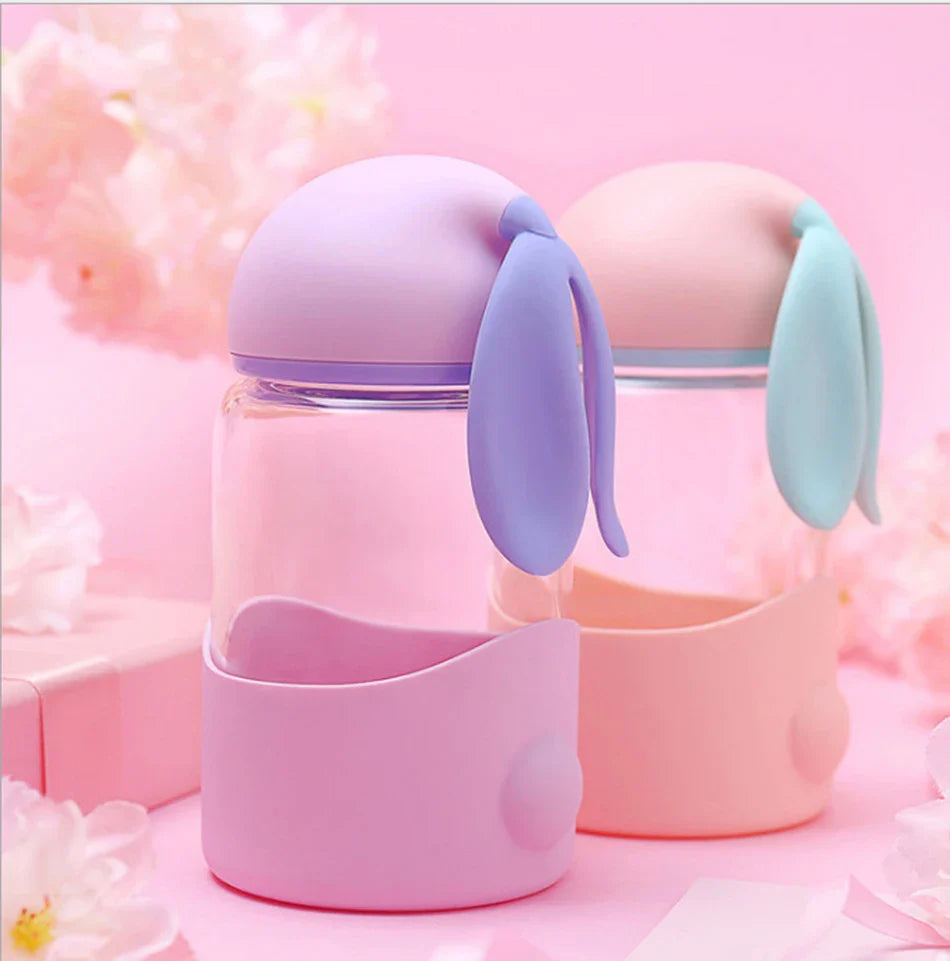 Glass Rabbit Bunny Water Bottle 340ml Animals - Tophatter Daily Deals