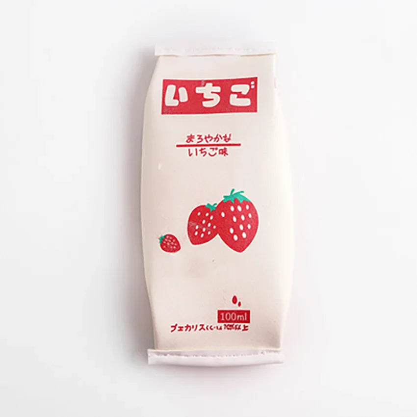 Pencil Case Strawberry Milk Box Bag Pink Pens Bag Japanese White Strawberry Fruit - Tophatter Daily Deals