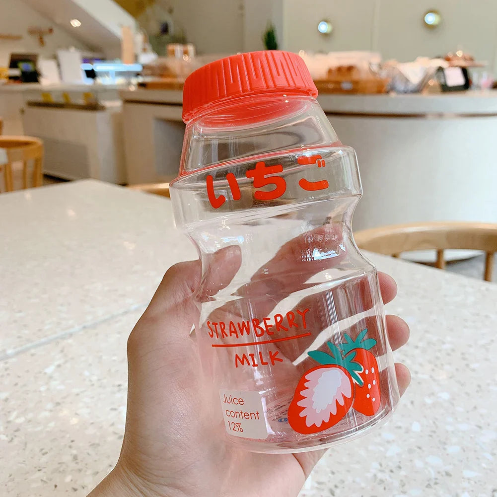 Milk Carton Shaped Water Bottle 480ml Pink, Red, Yellow, Green Transparent Red Food - Tophatter Daily Deals