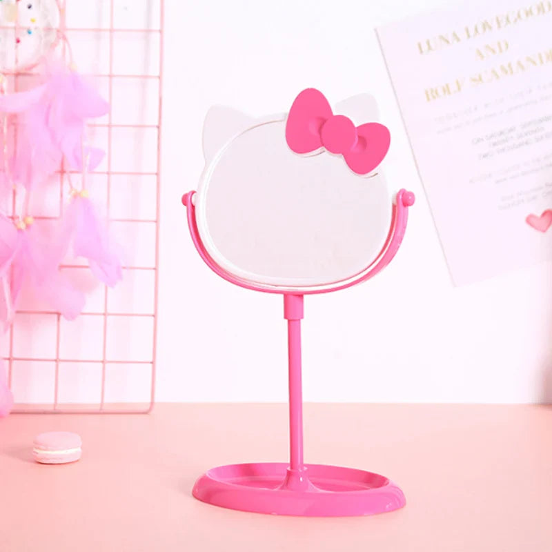 Pink Hello Kitty Mirror Make Up Desk Mirror White x Rosy Pink Animals - Tophatter Daily Deals