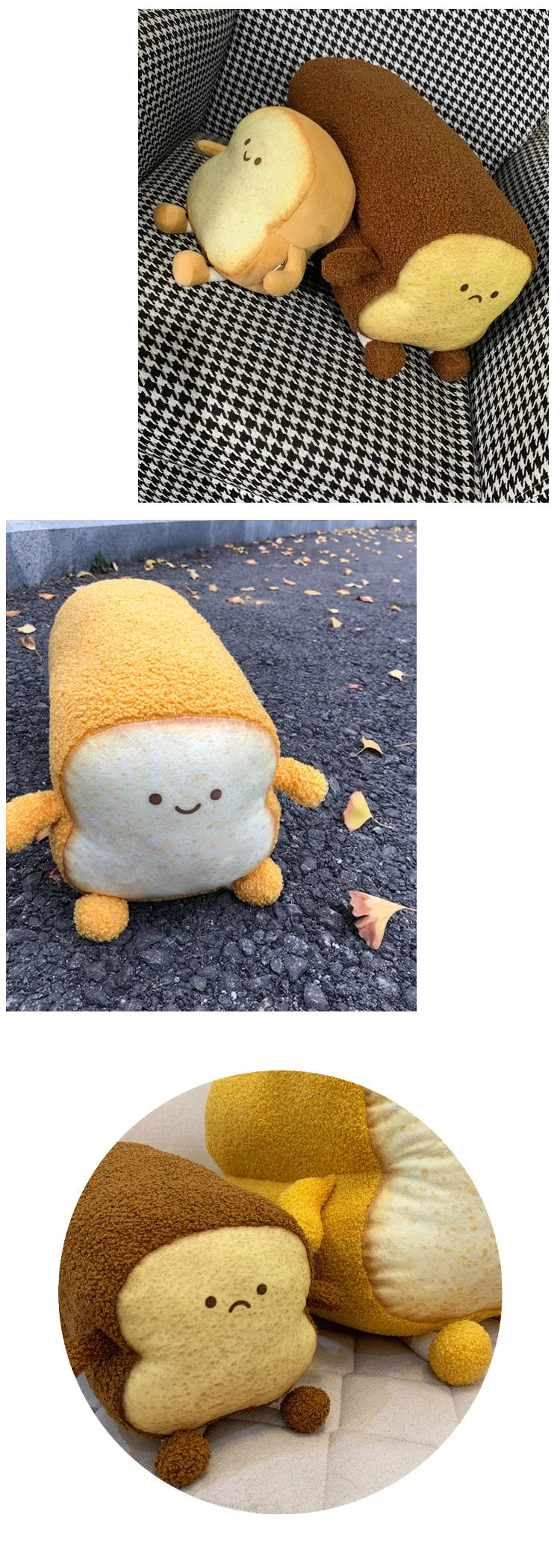 Happy and Sad Face Toast Bread Plushie Food - Tophatter Daily Deals