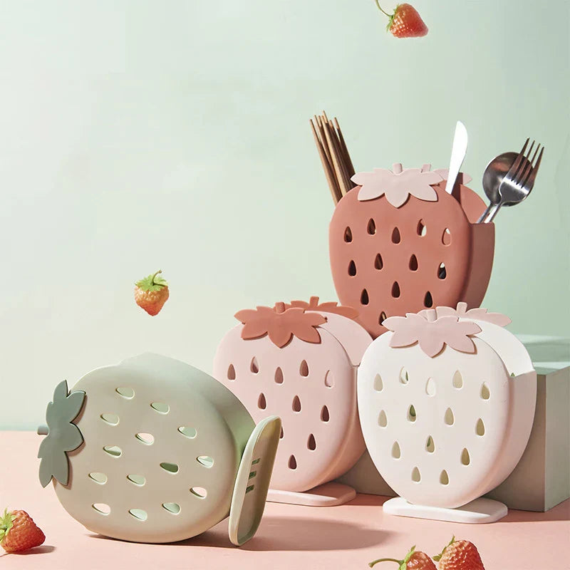 Kitchen Utensil Storage Box Container Strawberry Pink Blue Yellow Green Food - Tophatter Daily Deals