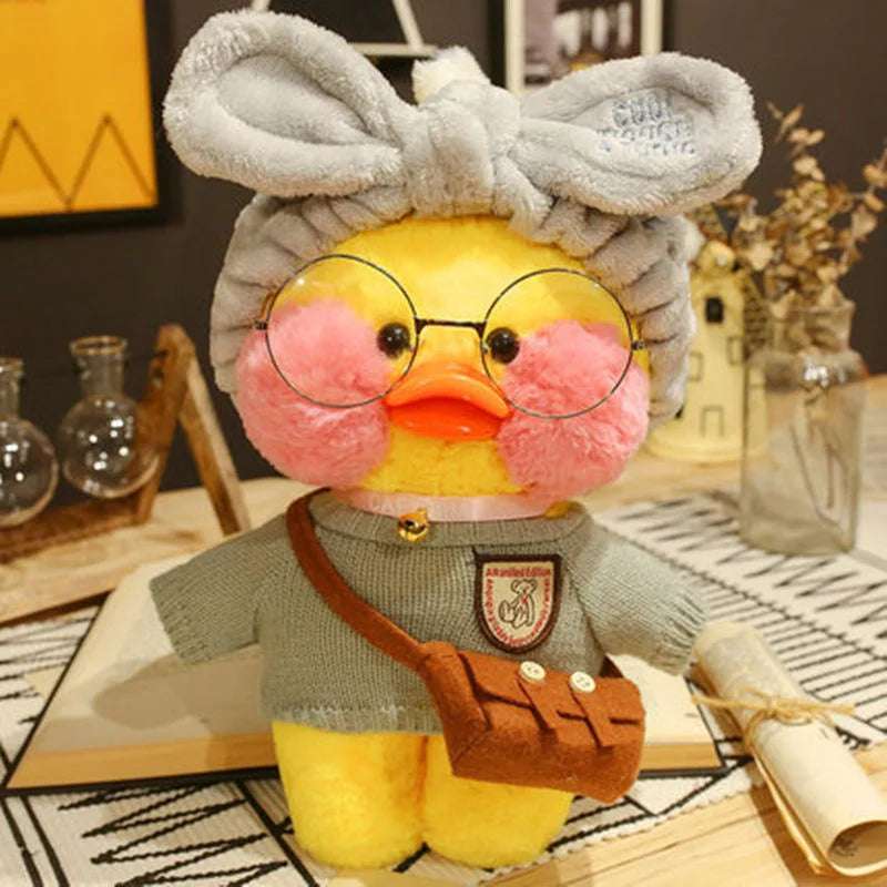 Korean Duck Plush Costume Glasses Dress Explorer Yellow x Grey Beige Animals - Tophatter Daily Deals