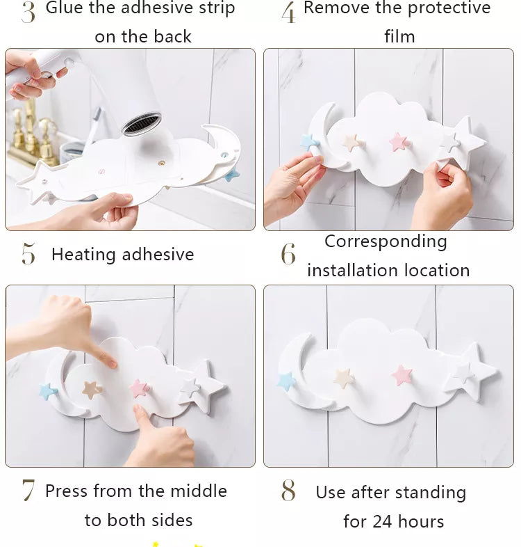 Kawaii Cloud Hooks Children's Room Wall Hanging Decor Rainbows - Tophatter Daily Deals