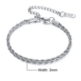 Stainless Steel Rope Chain Bracelet Twisted Singapore 979S-16-3 - Tophatter Daily Deals