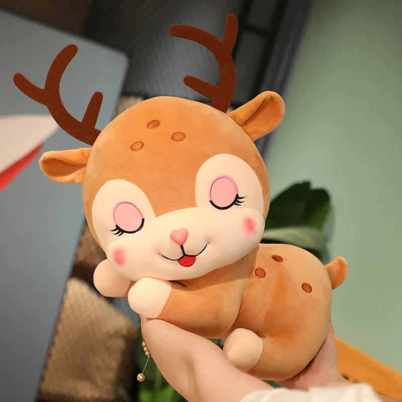 Sika Deer Plush Sleeping Elk Deer Laying Pillow Cushion Animals - Tophatter Daily Deals
