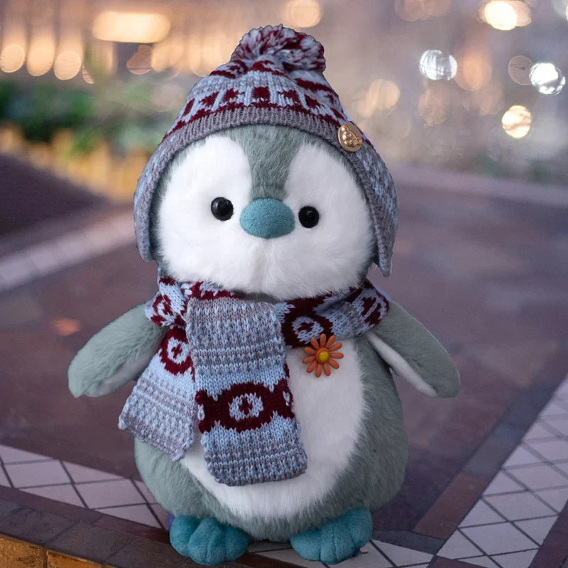 Cosy Penguin With Scarf and Hat Plush Winter Christmas Plush Animals - Tophatter Daily Deals