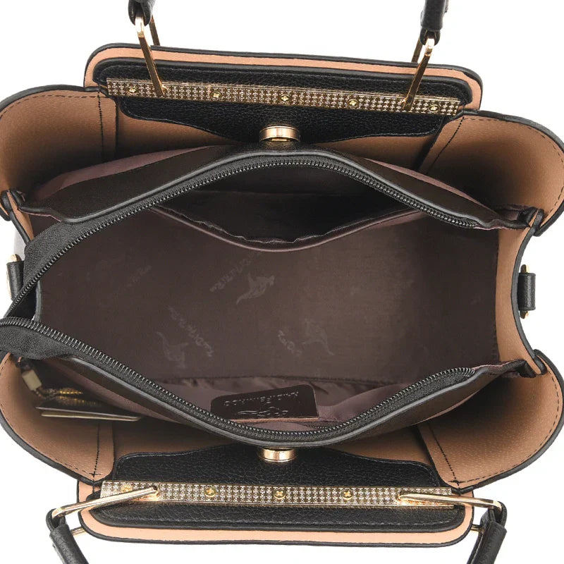 3-Layer Leather Shoulder Tote Crossbody Bag Apparel & Accessories > Handbags, Wallet's & Cases > Handbags > Shoulder Bags - Tophatter Daily Deals