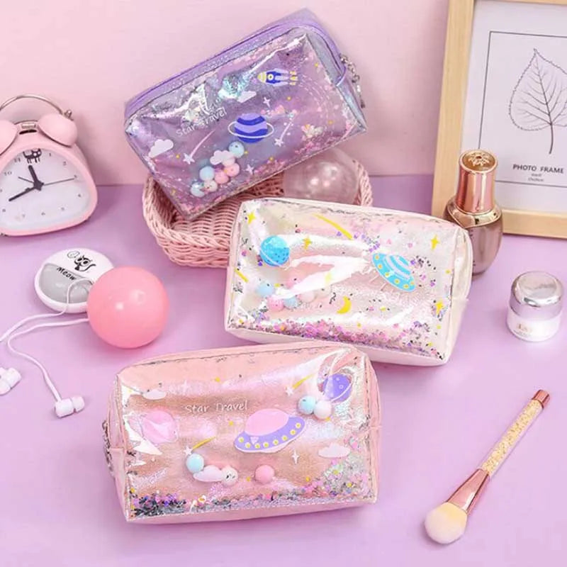 Pencil Case Laser Big Makeup Bag Cosmetic Case Outer Space - Tophatter Daily Deals