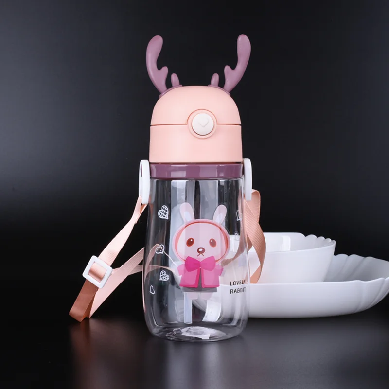 Cute Deer Antlers Water Bottle Pink Blue Yellow Green Pink - 550ml Animals - Tophatter Daily Deals