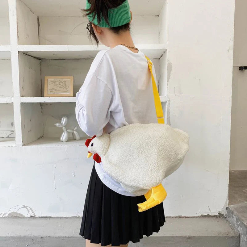 White Chicken Chick or Duck Goose Plush Handbag Crossbody Bag Animals - Tophatter Daily Deals
