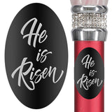 Custom Cane Engraving - Oval Black Anodized Aluminum - He is Risen - Tophatter Daily Deals