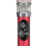 Custom Cane Engraving - Oval Black Anodized Aluminum - He is Risen - Tophatter Daily Deals