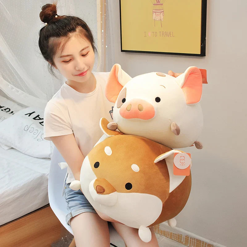 Chubby Pig Pink Piggy Plush with Eye Patch 35-45cm Animals - Tophatter Daily Deals