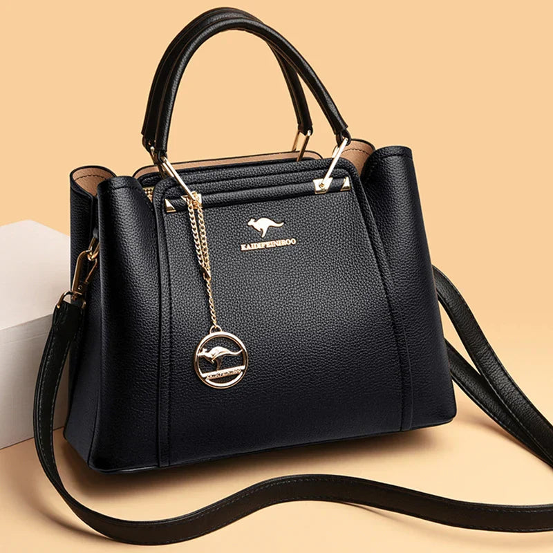 3-Layer Leather Shoulder Tote Crossbody Bag Apparel & Accessories > Handbags, Wallet's & Cases > Handbags > Shoulder Bags - Tophatter Daily Deals