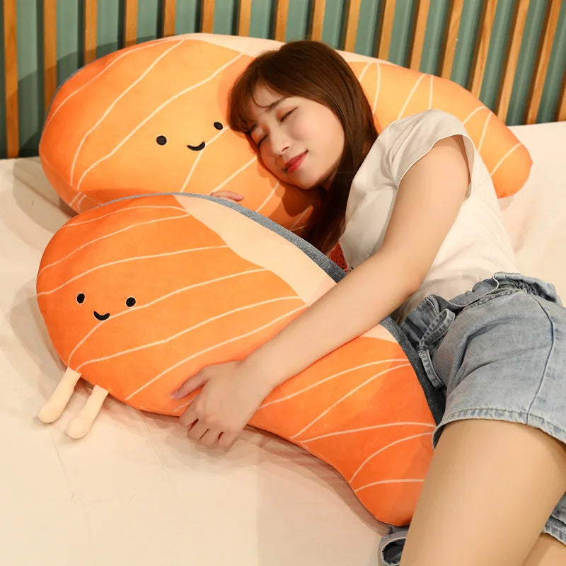 Salmon Plush Pillow Realistic Food Cushion Cozy Gift - Tophatter Daily Deals