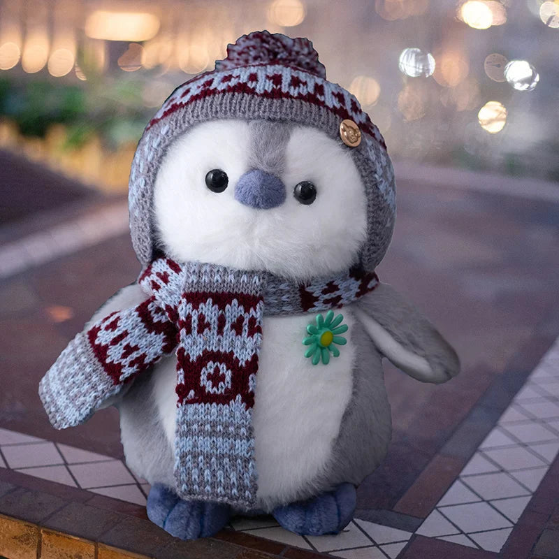 Cosy Penguin With Scarf and Hat Plush Winter Christmas Plush Animals - Tophatter Daily Deals