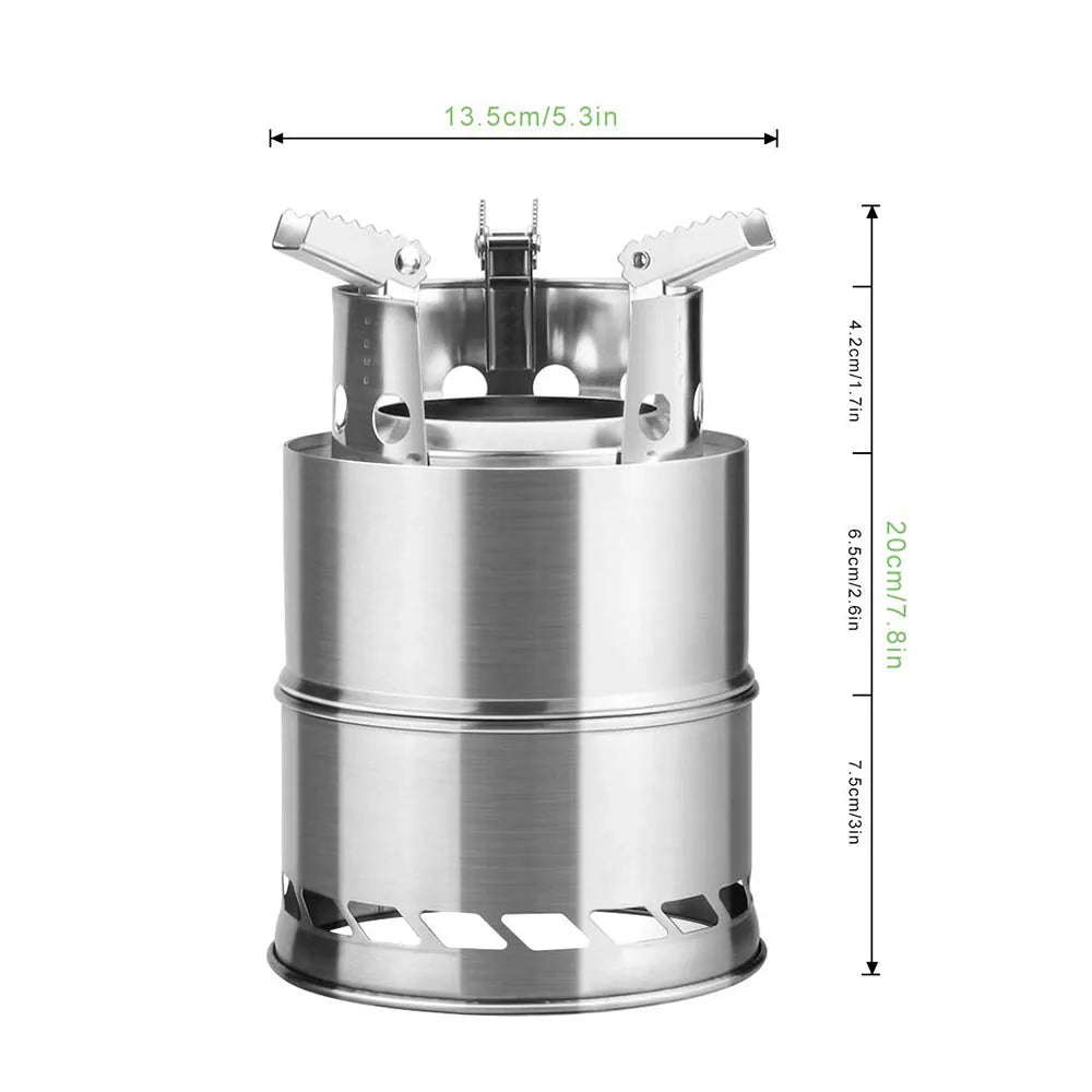 Portable Wood-Burning Camping Stove Silver Camp Cooking - Tophatter Daily Deals